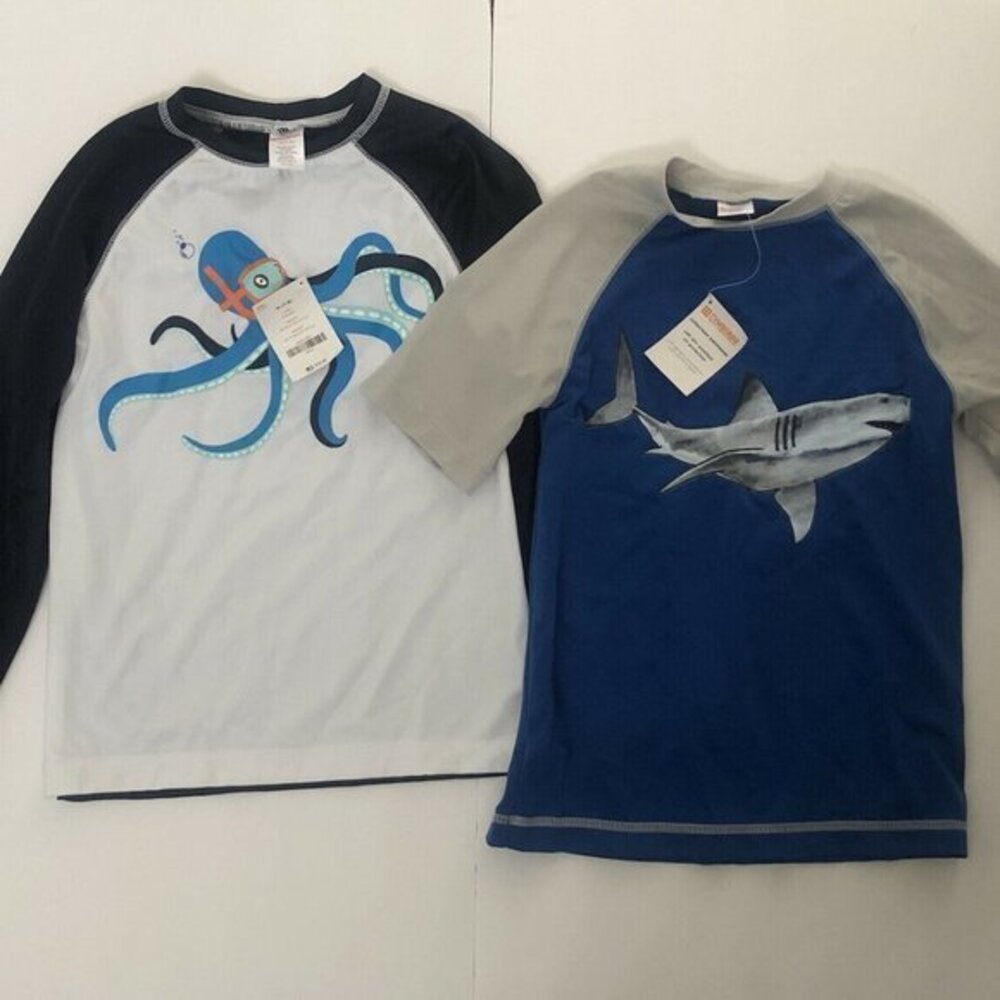 Gymboree Boys Swim Tops M(7-8) Shark Octopus x2lot